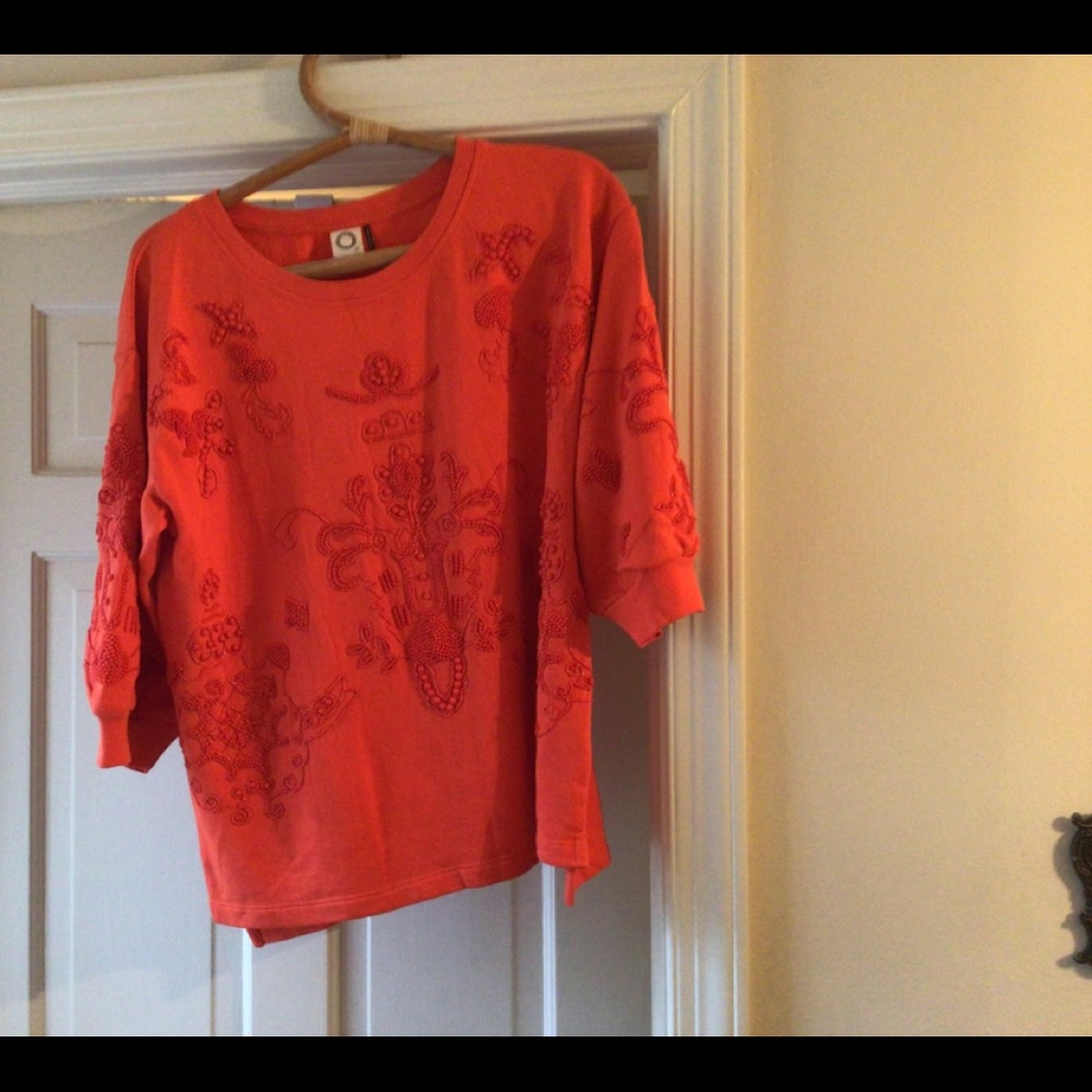 Anthropologie beaded fleece top